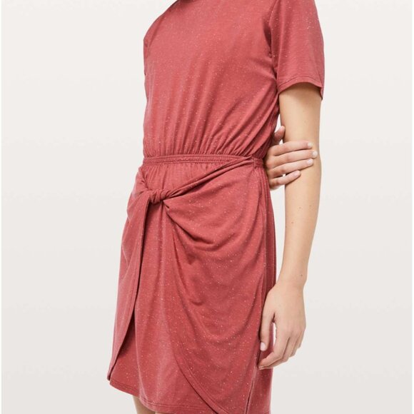 Lululemon Unwind Your Mind Dress Brick Rose / White - Picture 4 of 10